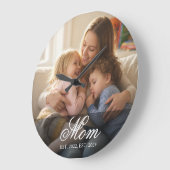 Moeder Stelde Modern Wit Script Foto Op Grote Klok (Hoek)