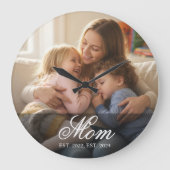 Moeder Stelde Modern Wit Script Foto Op Grote Klok (Voorkant)
