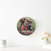 Moeder Stelde Modern Wit Script Foto Op Ronde Klok (Huis)