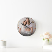 Moeder Stelde Modern Wit Script Foto Op Ronde Klok (Huis)