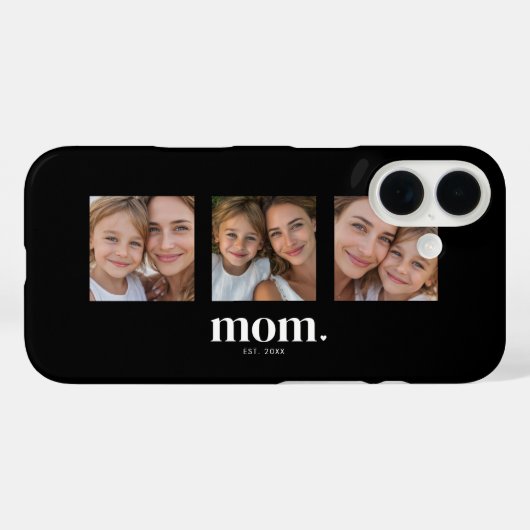 Moeder Stelde Modern Zwart 3 Foto Case-Mate iPhone Case (Achterkant (horizontaal))