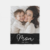 Moeder Stelde Modern Zwarte Script Foto Op Fleece Deken (Voorkant)