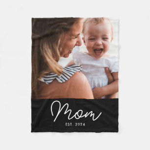 Moeder Stelde Modern Zwarte Script Foto Op Fleece Deken