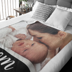Moeder Stelde Modern Zwarte Script Foto Op Fleece Deken