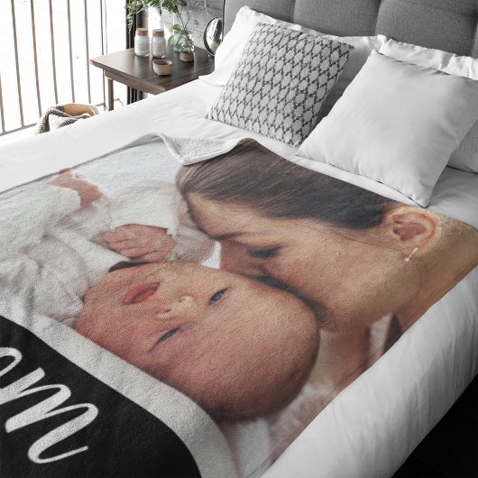 Moeder Stelde Modern Zwarte Script Foto Op Fleece Deken