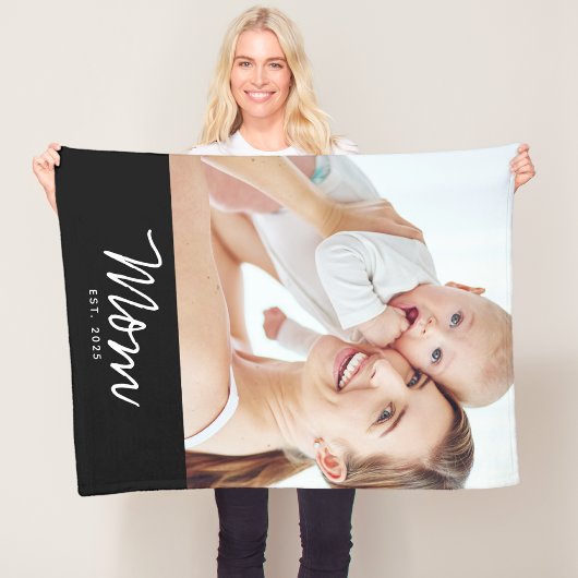 Moeder Stelde Modern Zwarte Script Foto Op Fleece Deken