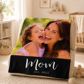 Moeder Stelde Modern Zwarte Script Foto Op Fleece Deken