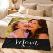 Moeder Stelde Modern Zwarte Script Foto Op Fleece Deken