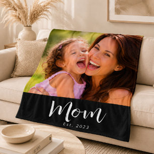 Moeder Stelde Modern Zwarte Script Foto Op Fleece Deken