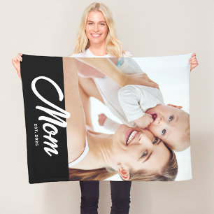 Moeder Stelde Modern Zwarte Script Foto Op Fleece Deken