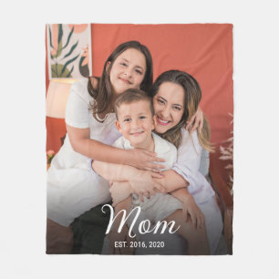 Moeder Stelde Modern Zwarte Script Foto Op Fleece Deken