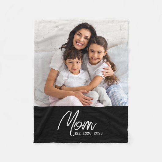 Moeder Stelde Modern Zwarte Script Foto Op Fleece Deken (Voorkant)