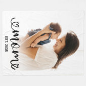 Moeder Stelde Moderne Foto Zwarte Script Fleece Deken (Voorkant (Horizontaal))