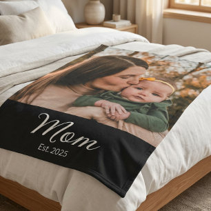 Moeder Stelde Moderne Script Foto Op Fleece Deken