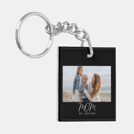 Moeder Stelde Moderne Script Foto Op Sleutelhanger (Voorkant Links)