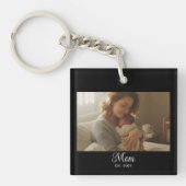 Moeder Stelde Moderne Script Foto Op Sleutelhanger (Voorkant)