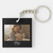 Moeder Stelde Moderne Script Foto Op Sleutelhanger (Achterkant)