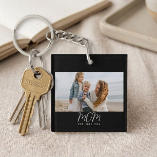 Moeder Stelde Moderne Script Foto Op Sleutelhanger