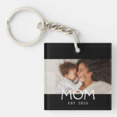 Moeder Stelde Moderne Typografie Foto Sleutelhanger (Voorkant)