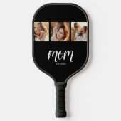 Moeder Stelde Moderne Vet Script Zwart 3 Foto Pickleball Paddle (Voorkant)
