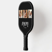 Moeder Stelde Moderne Vet Script Zwart 3 Foto Pickleball Paddle (Links)