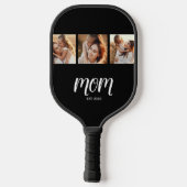 Moeder Stelde Moderne Vet Script Zwart 3 Foto Pickleball Paddle (Achterkant)