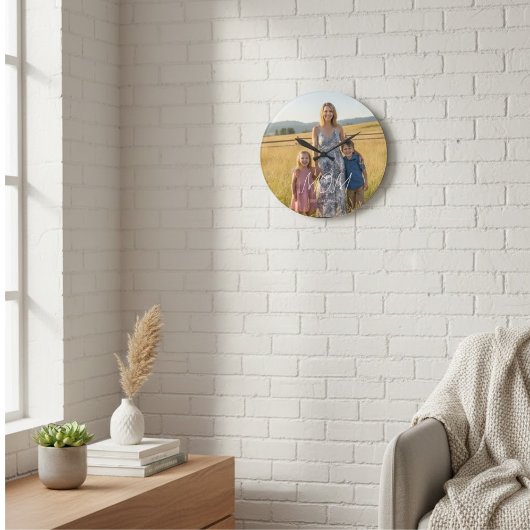 Moeder Stelde Moderne Witte Script Foto Op Grote Klok
