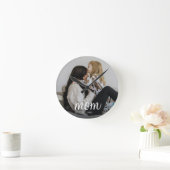 Moeder Stelde Moderne Witte Script Foto Op Ronde Klok (Huis)