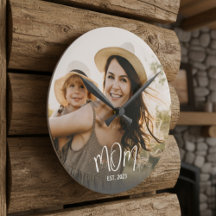 Moeder Stelde Moderne Witte Script Foto Ronde Cl