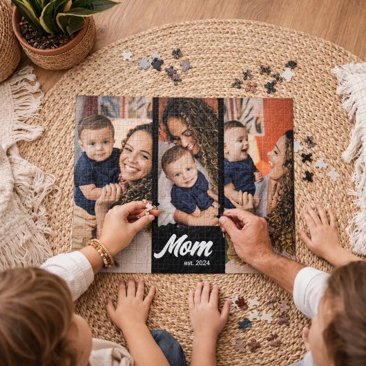 Moeder Stelde Moderne Zwarte Foto Op Legpuzzel