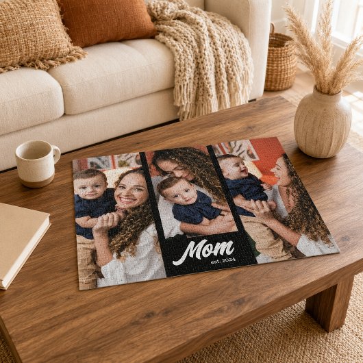 Moeder Stelde Moderne Zwarte Foto Op Legpuzzel