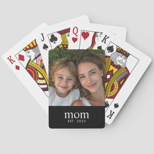 Moeder Stelde Moderne Zwarte Foto Op Pokerkaarten (Achterkant)