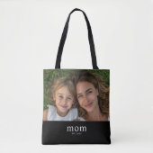 Moeder Stelde Moderne Zwarte Foto Op Tote Bag (Voorkant)