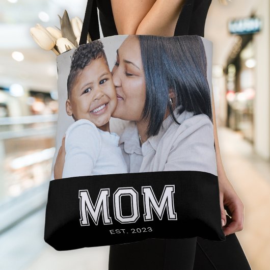 Moeder Stelde Moedig Zwart Foto Op Tote Bag