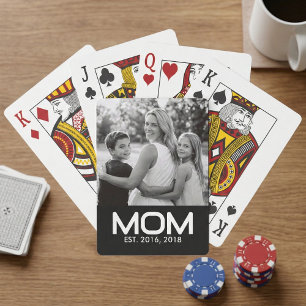 Moeder Stelde Moedige Zwarte Foto Op Pokerkaarten