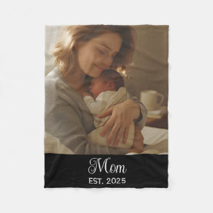 Moeder Stelde Zwart Modern Schrift Foto Op Fleece Deken
