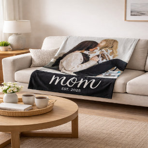 Moeder Stelde Zwart Modern Schrift Foto Op Fleece Deken