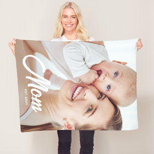 Moeder Stelde Zwart Modern Schrift Foto Op Fleece Deken