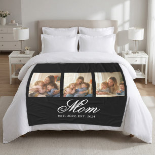 Moeder Stelde Zwarte Elegante Script 3 Foto op Fleece Deken