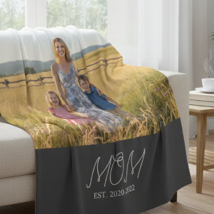Moeder Stelde Zwarte Moderne Script Foto Op Fleece Deken