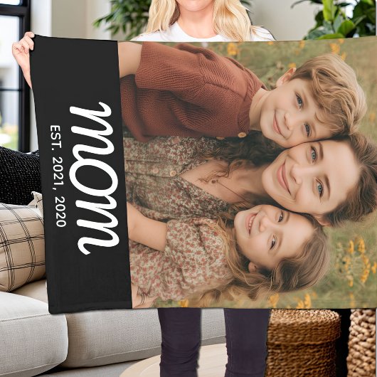 Moeder Stelde Zwarte Moderne Script Foto Op Fleece Deken