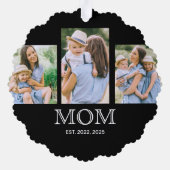 Moeder Sticht Modern 3 Foto Zwart Ornament Kaart (Achterkant)