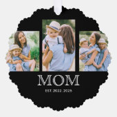 Moeder Sticht Modern 3 Foto Zwart Ornament Kaart (Voorkant)