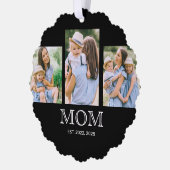 Moeder Sticht Modern 3 Foto Zwart Ornament Kaart (Links)