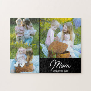 Moeder Sticht Modern Schrift Zwart 3 Foto Legpuzzel