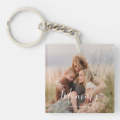 Moeder Stichtte Moderne Elegante Script Foto  Sleutelhanger (Voorkant)