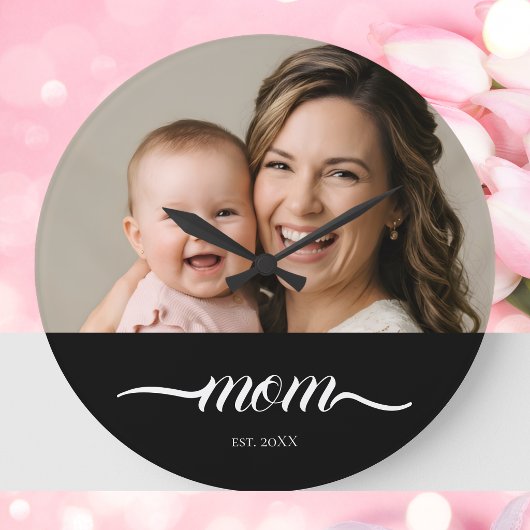 Moeder Stichtte Moderne Witte Script Foto Grote Klok