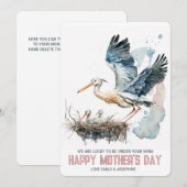 Moeder Stork Nest Twee baby's Moederdag Kaart Notitiekaartje (Voorkant / Achterkant)