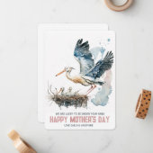 Moeder Stork Nest Twee baby's Moederdag Kaart Notitiekaartje (Voorkant / Achterkant in situ)
