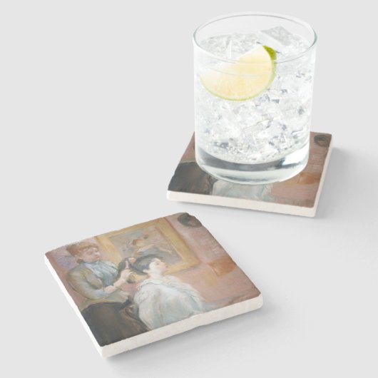 Moeder Styling Dochterhaar (door Berthe Morisot) Stenen Onderzetter (Zijkant)